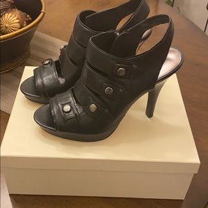 Black leather heels.